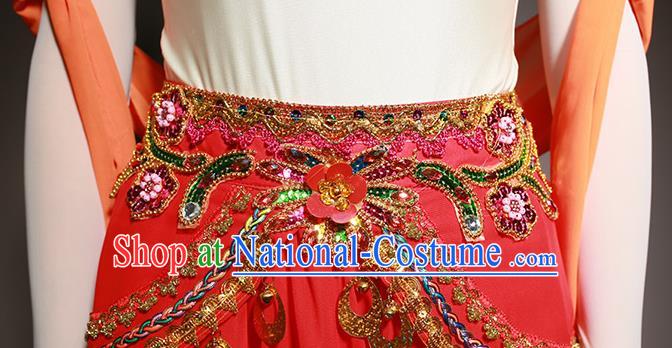 China Classical Dance Costume Flying Apsaras Dance Stage Performance Red Dress