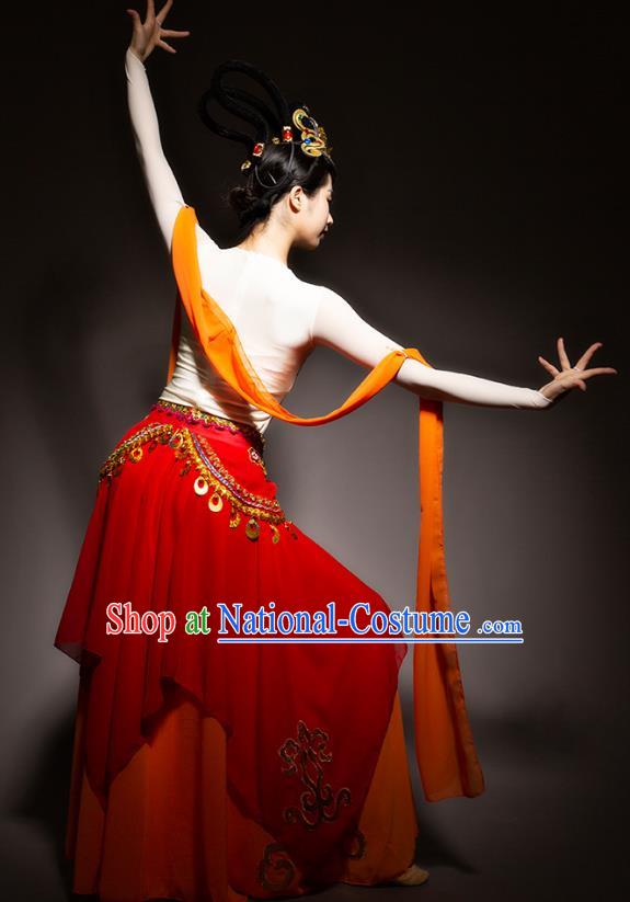 China Classical Dance Costume Flying Apsaras Dance Stage Performance Red Dress