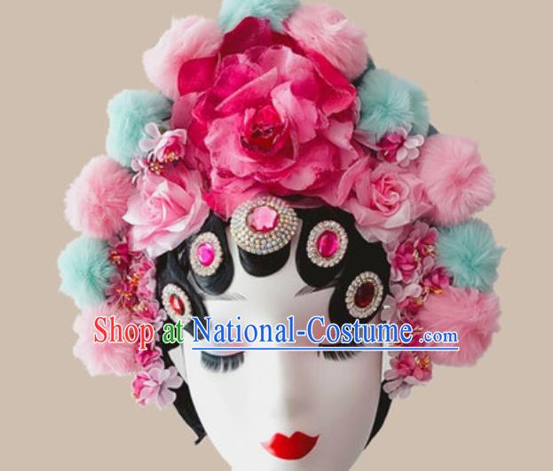 China Traditional Beijing Opera Hua Tan Headpiece Handmade Stage Performance Flowers Hair Crown