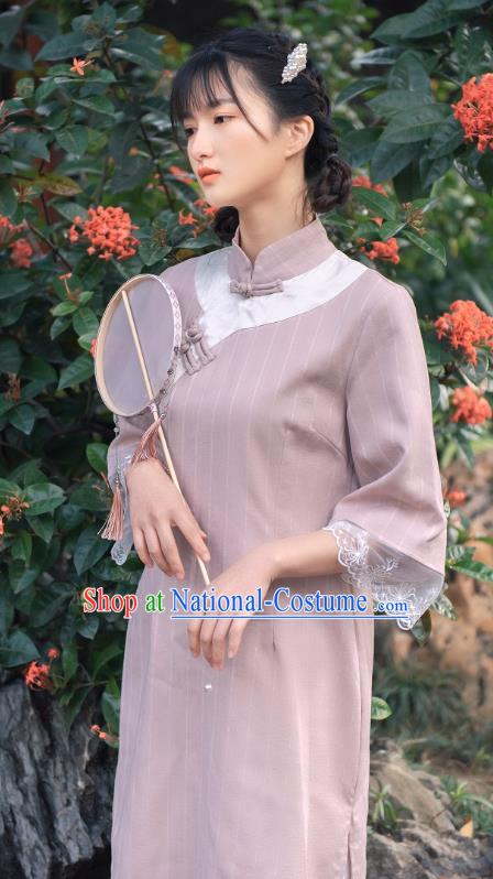 Chinese National Slant Opening Qipao Dress Traditional Clothing Young Lady Cheongsam