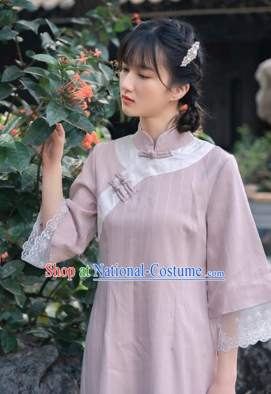 Chinese National Slant Opening Qipao Dress Traditional Clothing Young Lady Cheongsam