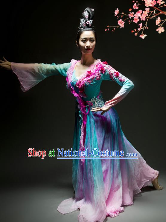 China Woman Solo Dance Umbrella Dance Dress Classical Dance Stage Performance Clothing