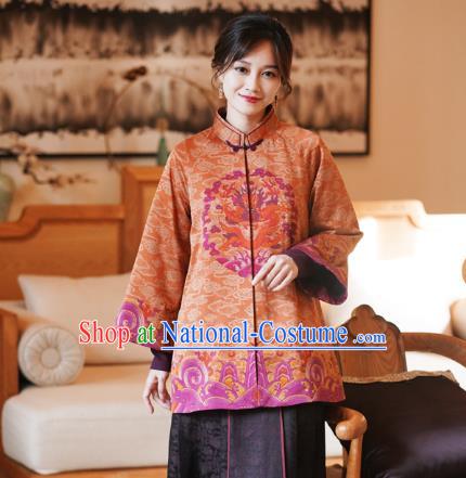 China Classical Women Overcoat Tang Suit Embroidered Jacket National Silk Clothing