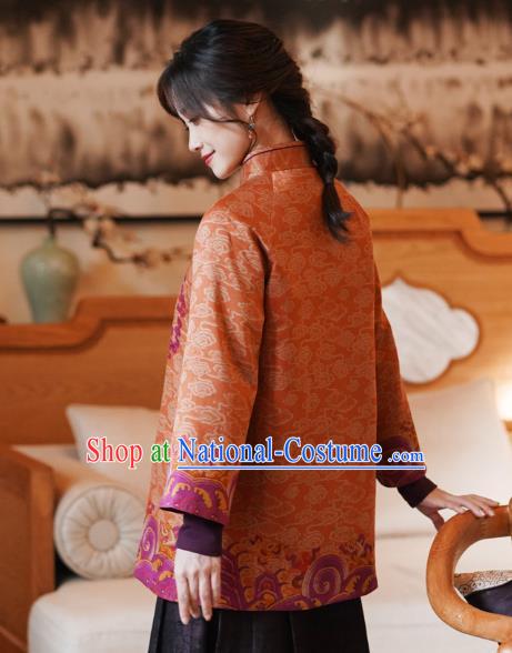 China Classical Women Overcoat Tang Suit Embroidered Jacket National Silk Clothing