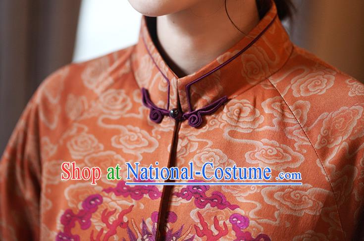 China Classical Women Overcoat Tang Suit Embroidered Jacket National Silk Clothing