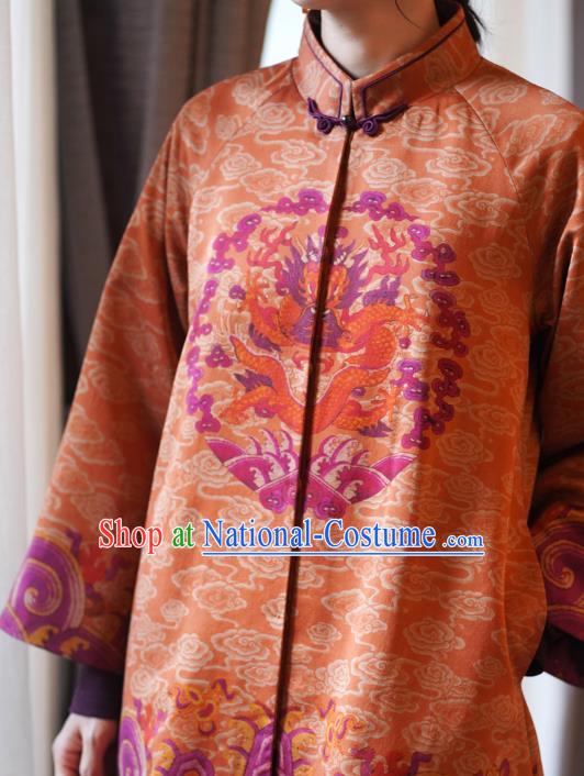 China Classical Women Overcoat Tang Suit Embroidered Jacket National Silk Clothing