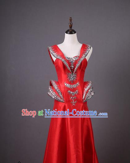 Top Grade Catwalks Stage Show Costume Compere Red Full Dress