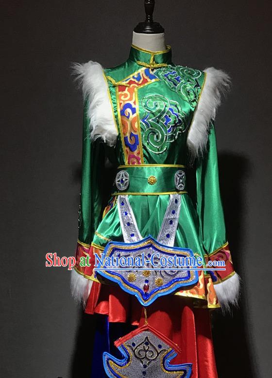 Chinese Zang Nationality Male Costumes Tibetan Ethnic Minority Folk Dance Outfits