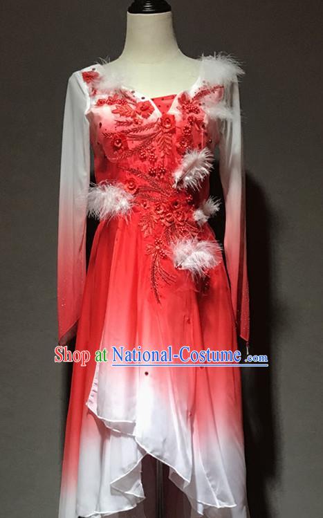 China Modern Dance Stage Performance Costume Classical Dance Red Dress