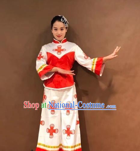 China Folk Dance Yangko Dance Costume Fan Dance Stage Performance Outfits Clothing