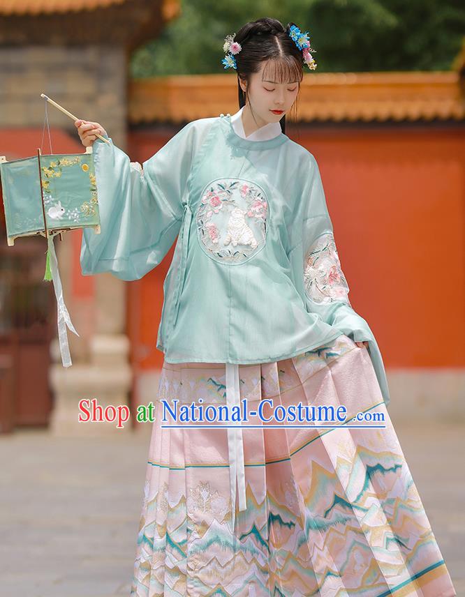 China Ancient Patrician Lady Hanfu Clothing Traditional Ming Dynasty Palace Beauty Embroidered Costumes Complete Set