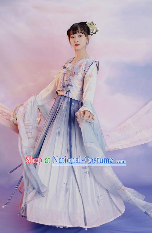 China Ancient Young Beauty Hanfu Dress Clothing Traditional Tang Dynasty Palace Lady Replica Costumes