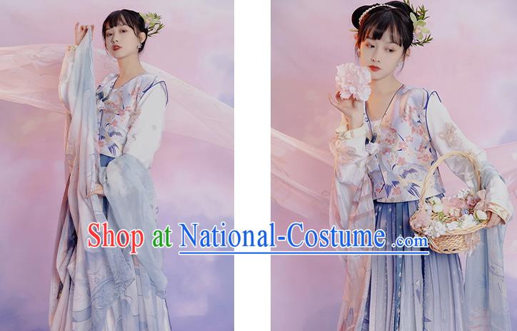 China Ancient Young Beauty Hanfu Dress Clothing Traditional Tang Dynasty Palace Lady Replica Costumes