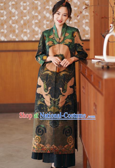 China National Gambiered Guangdong Gauze Outer Garment Traditional Tang Suit Printing Dust Coat