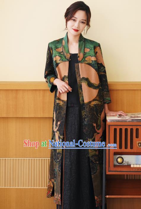 China National Gambiered Guangdong Gauze Outer Garment Traditional Tang Suit Printing Dust Coat