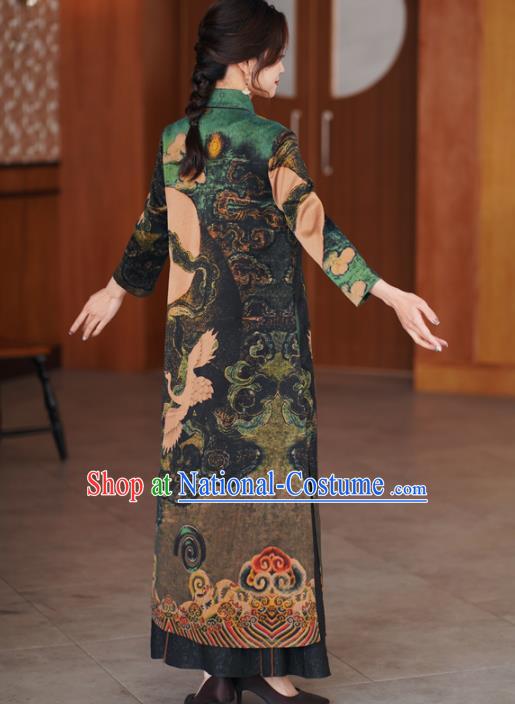 China National Gambiered Guangdong Gauze Outer Garment Traditional Tang Suit Printing Dust Coat