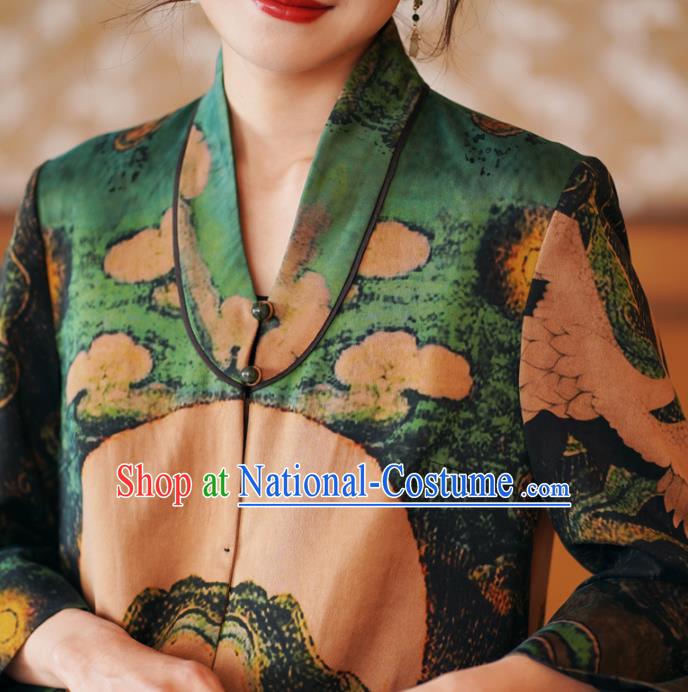 China National Gambiered Guangdong Gauze Outer Garment Traditional Tang Suit Printing Dust Coat