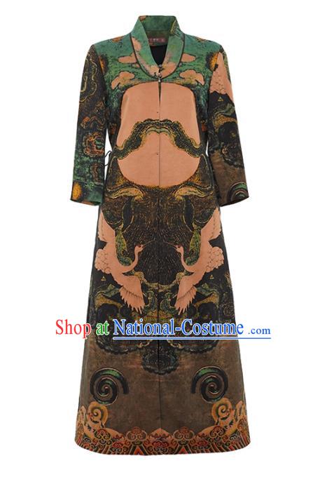 China National Gambiered Guangdong Gauze Outer Garment Traditional Tang Suit Printing Dust Coat