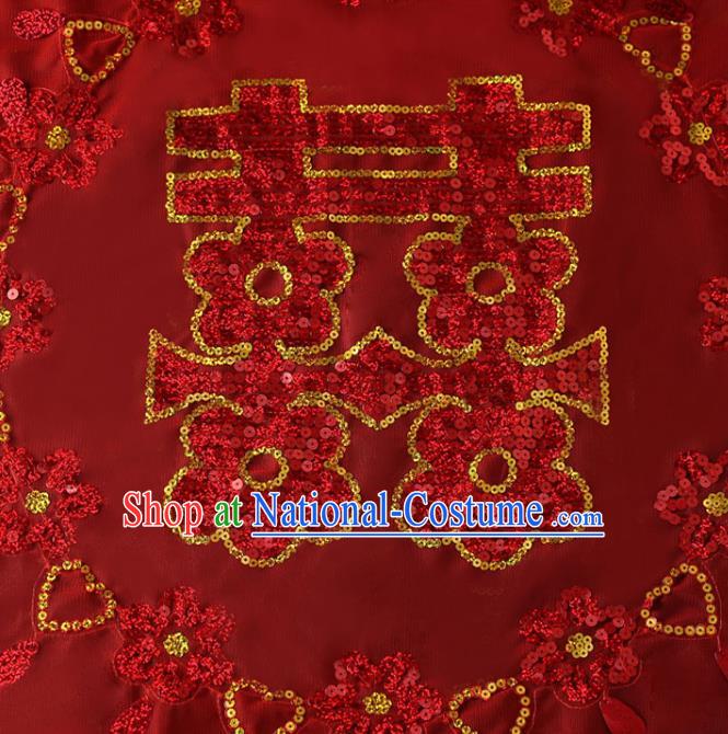 China Red Bridal Veil Kerchief Traditional Wedding Xiuhe Suit Embroidered Headdress