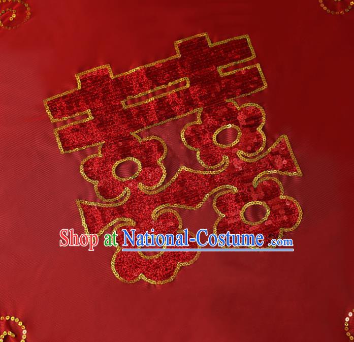 China Red Bridal Veil Kerchief Traditional Wedding Xiuhe Suit Embroidered Headdress