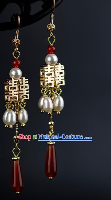 China Ancient Princess Ear Accessories Traditional Hanfu Wedding Golden Earrings