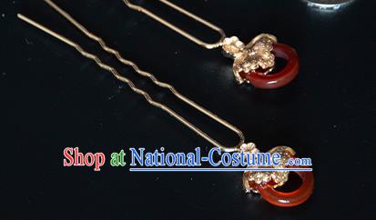 Chinese Traditional Song Dynasty Hanfu Agate Hairpin Ancient Princess Hair Stick Headwear