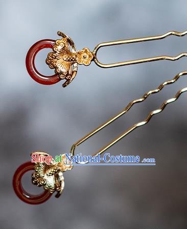 Chinese Traditional Song Dynasty Hanfu Agate Hairpin Ancient Princess Hair Stick Headwear