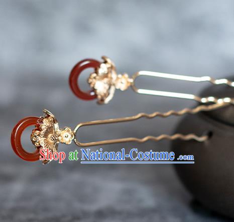 Chinese Traditional Song Dynasty Hanfu Agate Hairpin Ancient Princess Hair Stick Headwear