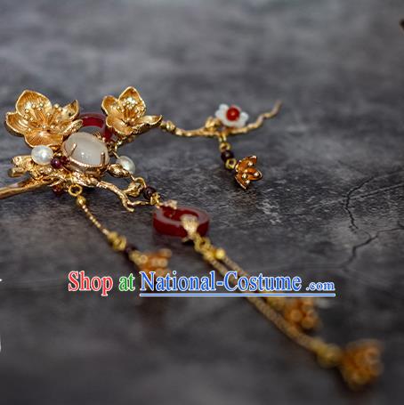 Chinese Traditional Song Dynasty Court Golden Hairpin Ancient Empress Tassel Hair Stick