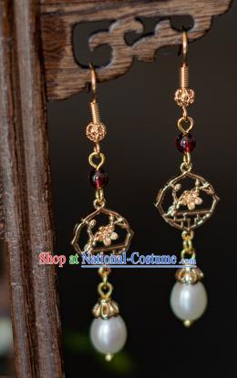 China Traditional Cheongsam Ear Accessories Ancient Princess Garnet Earrings