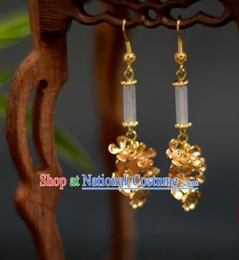 China Traditional Cheongsam Ear Accessories Ancient Princess Golden Flowers Earrings