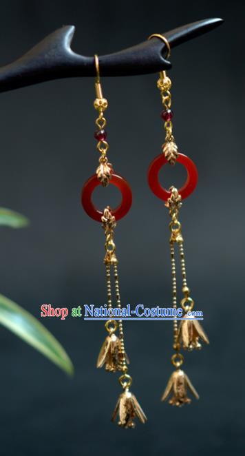 China Handmade Agate Earrings Jewelry Traditional Cheongsam Ear Accessories