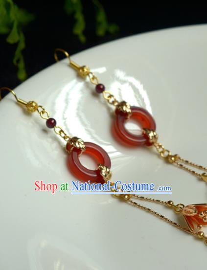 China Handmade Agate Earrings Jewelry Traditional Cheongsam Ear Accessories