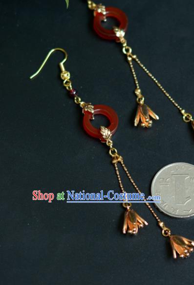 China Handmade Agate Earrings Jewelry Traditional Cheongsam Ear Accessories