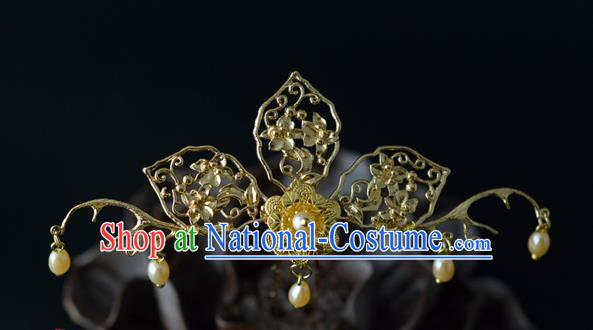 Chinese Traditional Jin Dynasty Hairpin Hanfu Hair Accessories Ancient Princess Golden Hair Stick