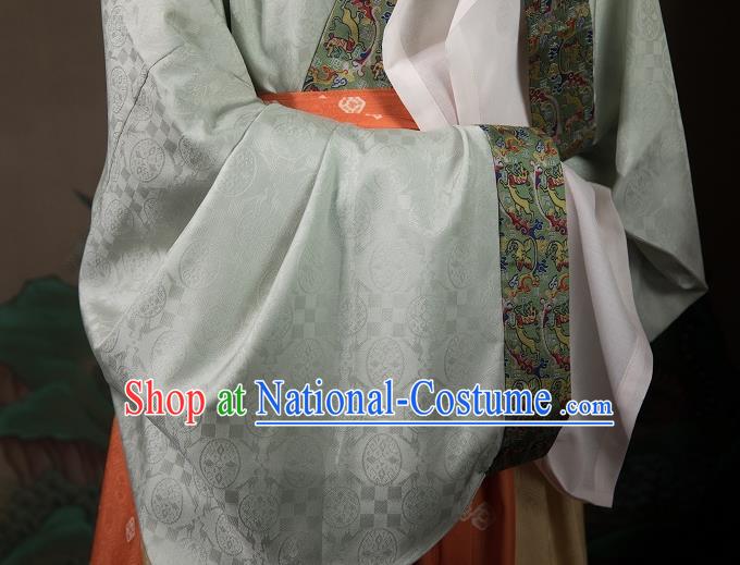 China Traditional Jin Dynasty Court Beauty Historical Clothing Ancient Palace Lady Hanfu Dress Costumes