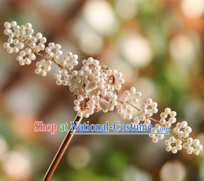 Chinese Traditional Qing Dynasty Hairpin Court Hair Accessories Ancient Imperial Concubine Pearls Hair Stick