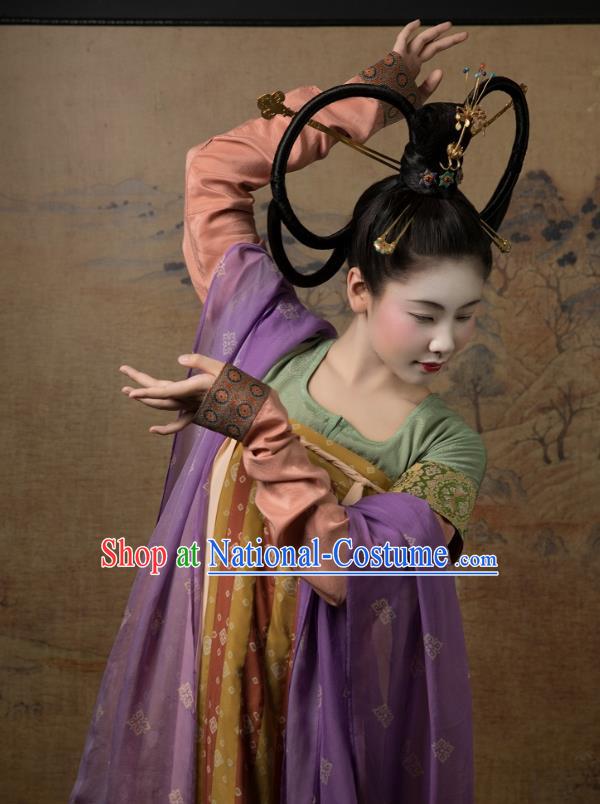 China Ancient Court Lady Hanfu Dress Costumes Traditional Early Tang Dynasty Historical Clothing