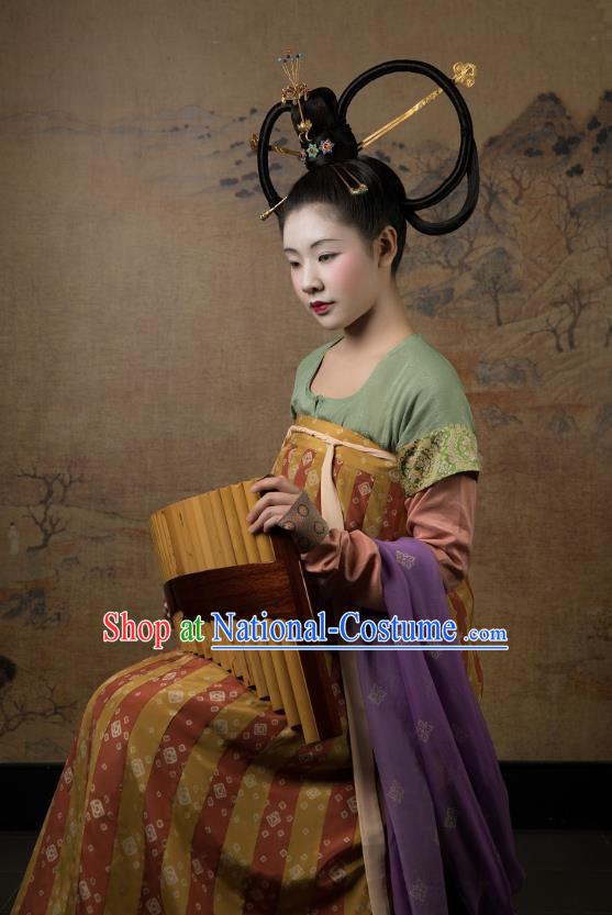 China Ancient Court Lady Hanfu Dress Costumes Traditional Early Tang Dynasty Historical Clothing