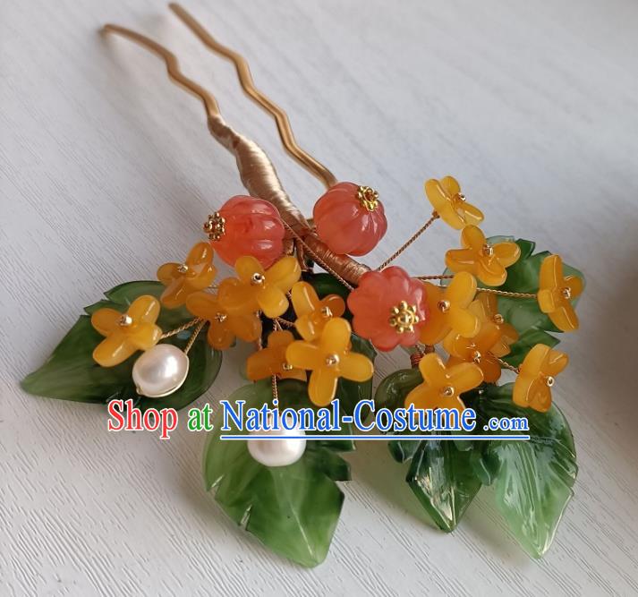 Chinese Ancient Princess Hairpin Hanfu Hair Accessories Traditional Ming Dynasty Osmanthus Hair Stick