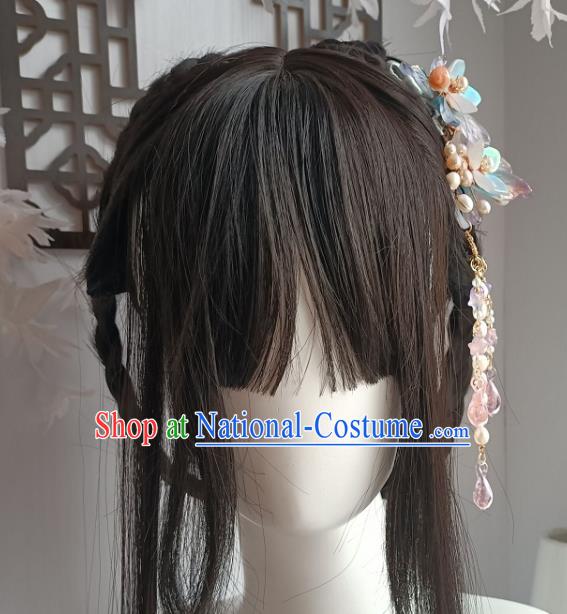 Chinese Ancient Young Woman Hairpin Hanfu Hair Accessories Traditional Ming Dynasty Wisteria Tassel Hair Claw