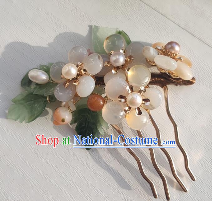 Chinese Ancient Palace Lady Hair Stick Hanfu Hair Accessories Traditional Ming Dynasty Crystal Plum Hair Comb