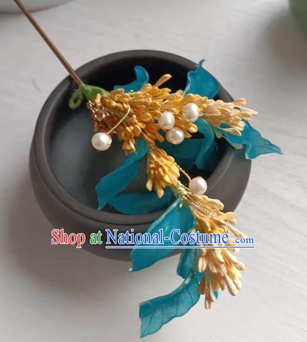 Chinese Ancient Village Girl Hairpin Hanfu Hair Accessories Traditional Ming Dynasty Rice Ears Hair Stick