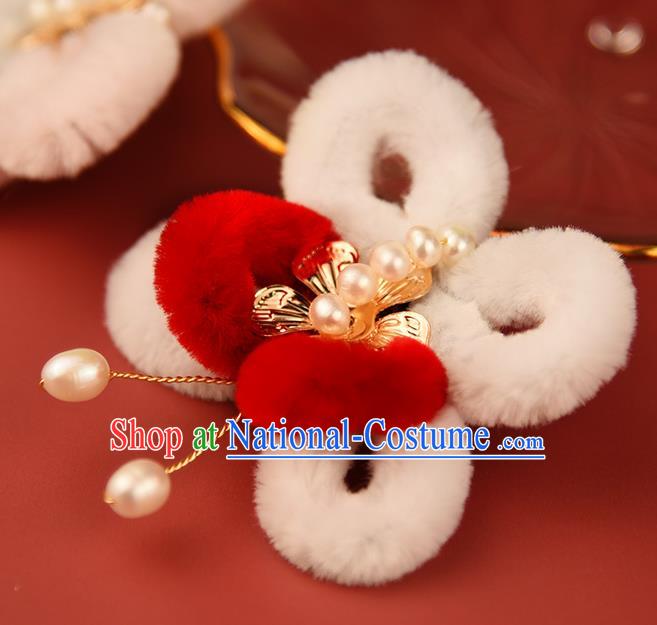 Chinese Traditional Hanfu Velvet Butterfly Hair Claw Handmade Hair Accessories