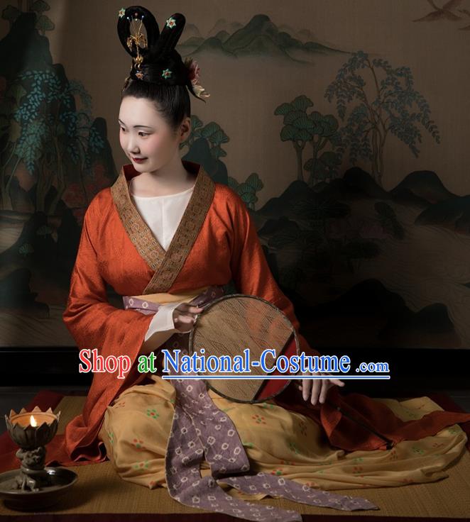 China Traditional Southern Dynasties Palace Beauty Hanfu Dress Clothing Ancient Royal Princess Costumes Full Set