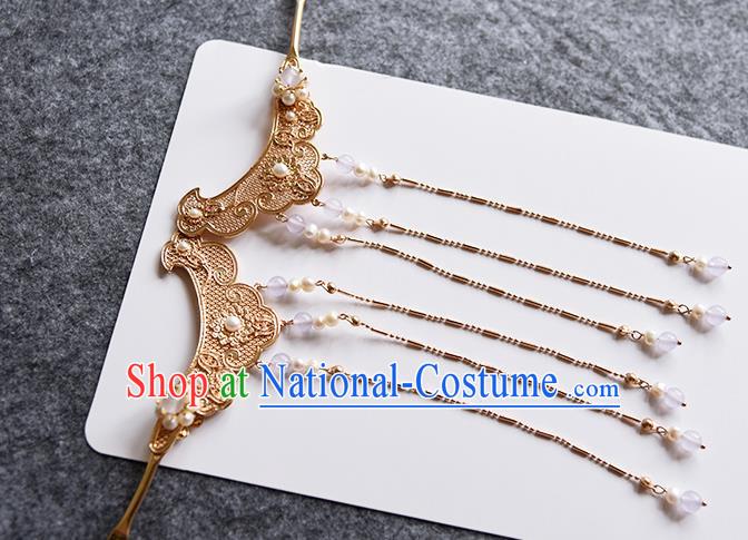 Chinese Traditional Tang Dynasty Empress Hair Accessories Ancient Queen Phoenix Hair Crown and Tassel Hairpins