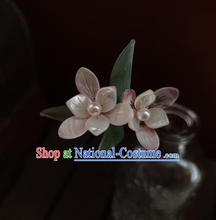 Chinese Traditional Song Dynasty Hair Stick Ancient Princess Shell Orchids Hairpin