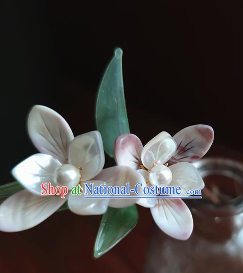 Chinese Traditional Song Dynasty Hair Stick Ancient Princess Shell Orchids Hairpin