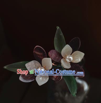 Chinese Traditional Song Dynasty Hair Stick Ancient Princess Shell Orchids Hairpin