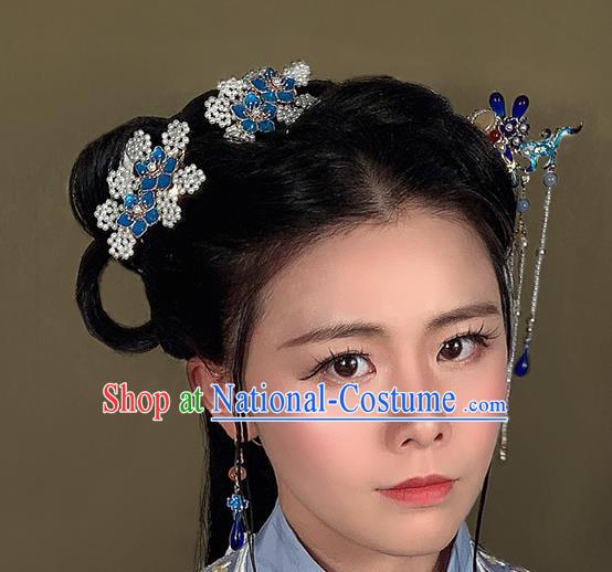 Chinese Ancient Palace Lady Hairpin Traditional Ming Dynasty Cloisonne Plum Hair Stick